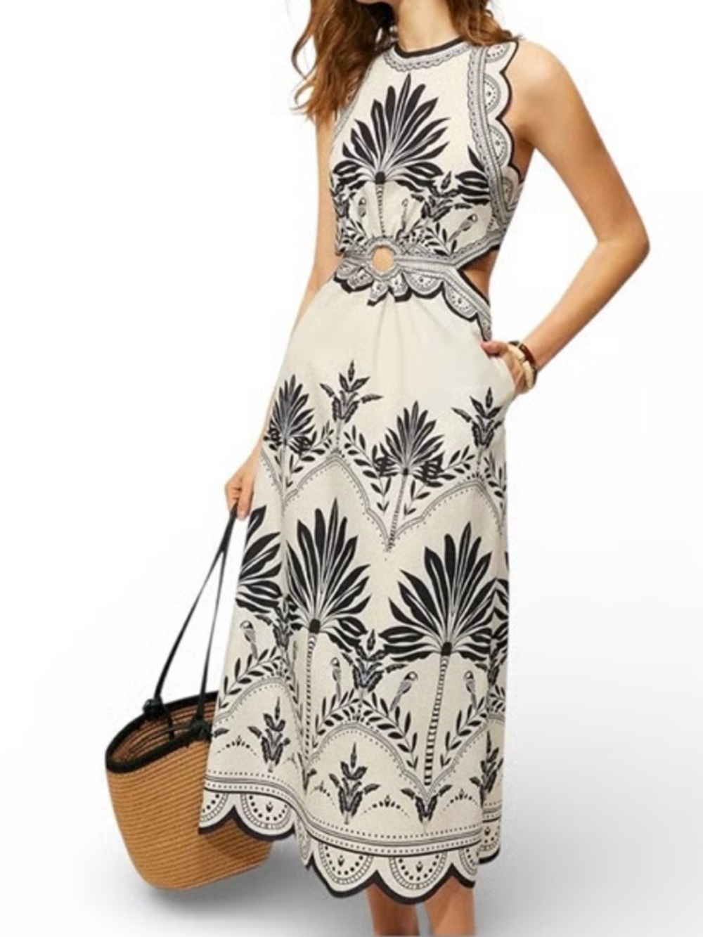 Commense Cut out Midi Dress Size Small NWT Black/Cream color - Picture 7 of 7